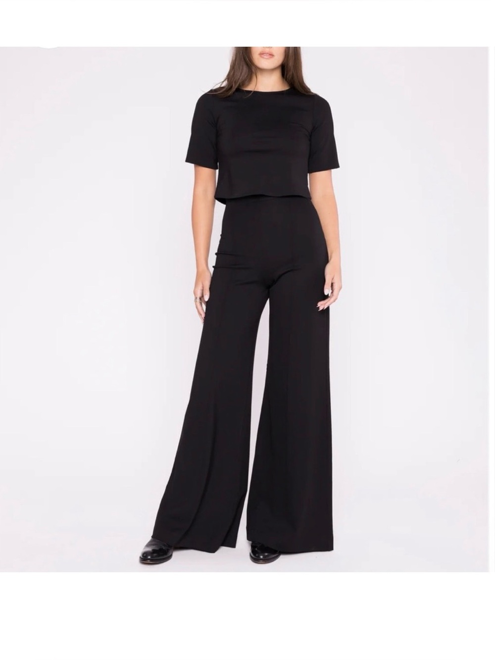 Ripley rader Black Ponte Knit Long Wide Leg Pant size 3 medium